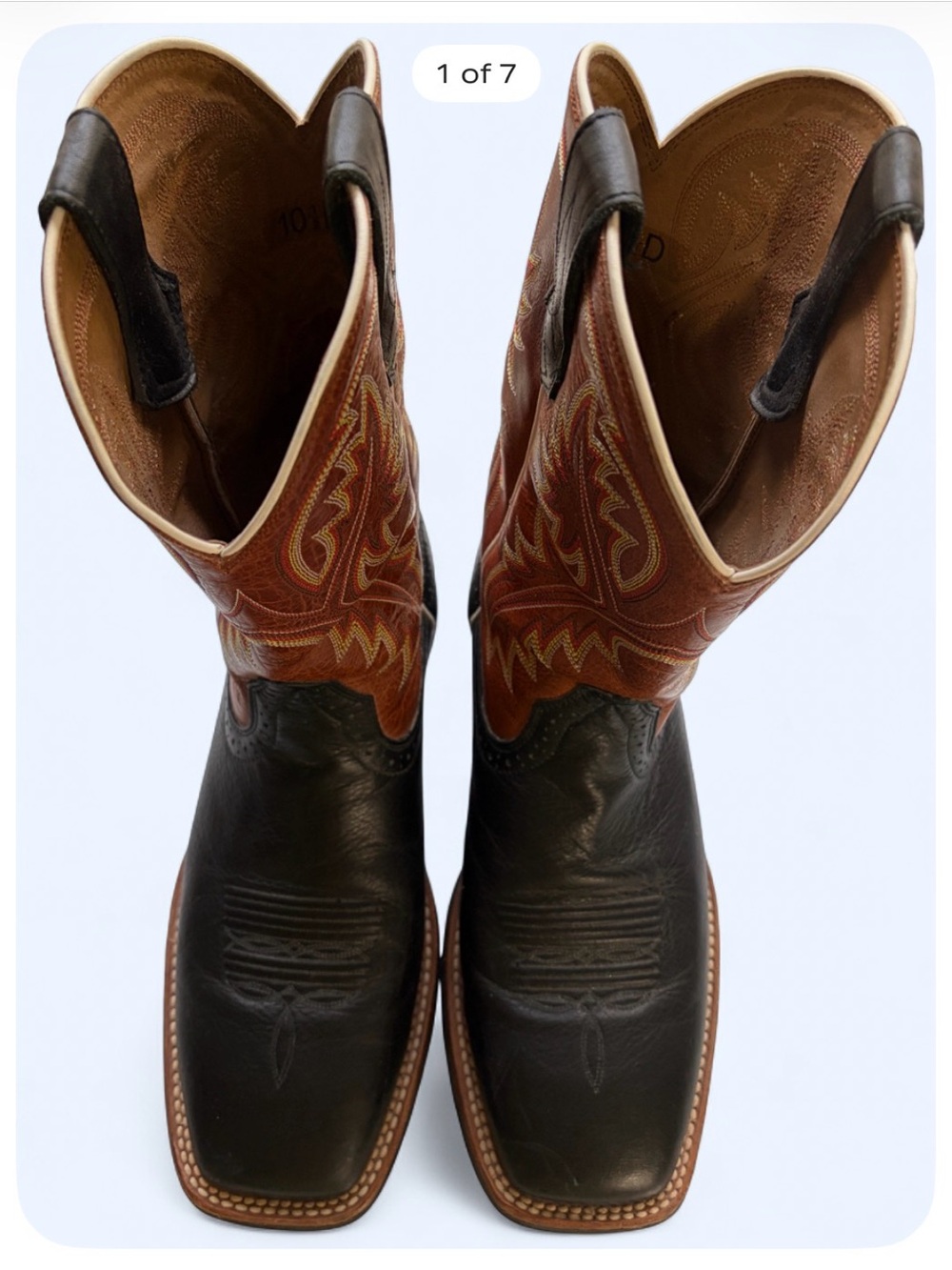Ariat Black Foot Brown Shaft Western Cowboy Boots